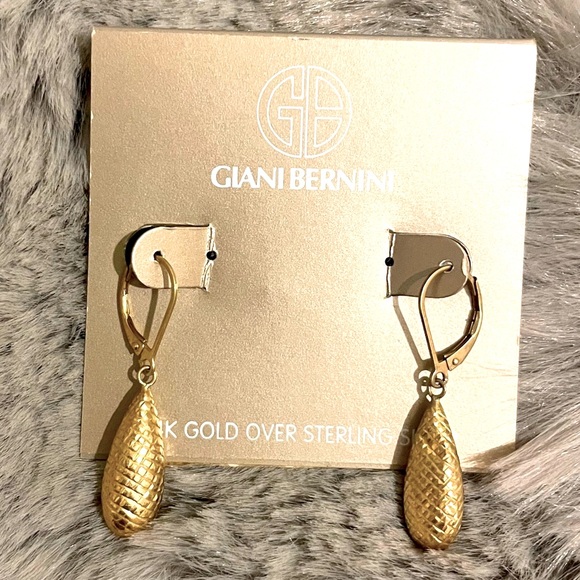 Giani Bernini Diamond-cut Teardrop Earrings 24k Gold Over Sterling Silver~Rare! - Picture 1 of 6